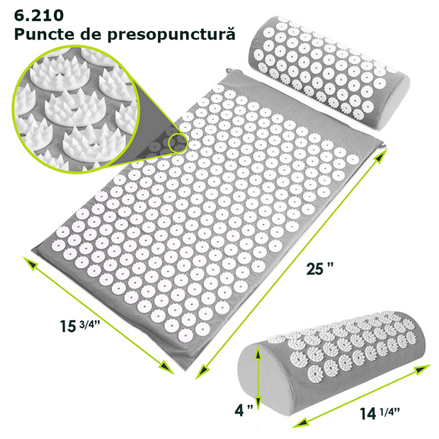 Saltea acupresiune cu pernă, presopunctură pentru dureri de spate, gât, stres și insomnie