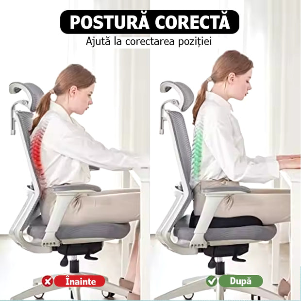 Pernă ortopedică pentru șezut, cu gel de memorie pentru ameliorarea durerilor de coccis