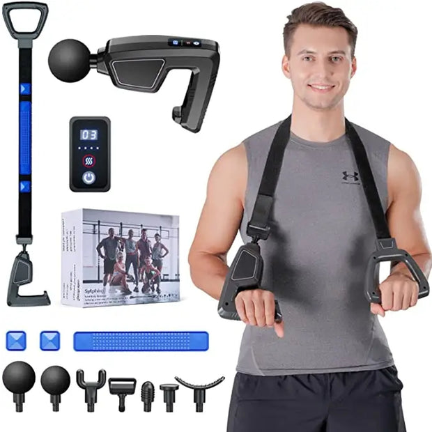 VibroFit – Pistol de masaj cu bandă de vibromasaj și funcție de încălzire 3in1