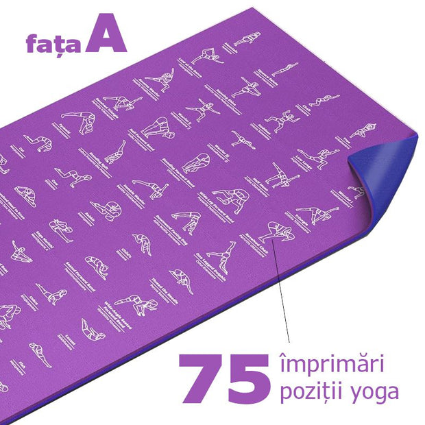 Saltea Yoga Instructivă Antiderapantă, 174cm