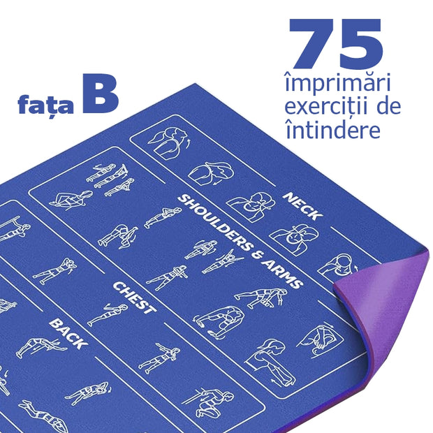 Saltea Yoga Instructivă Antiderapantă, 174cm