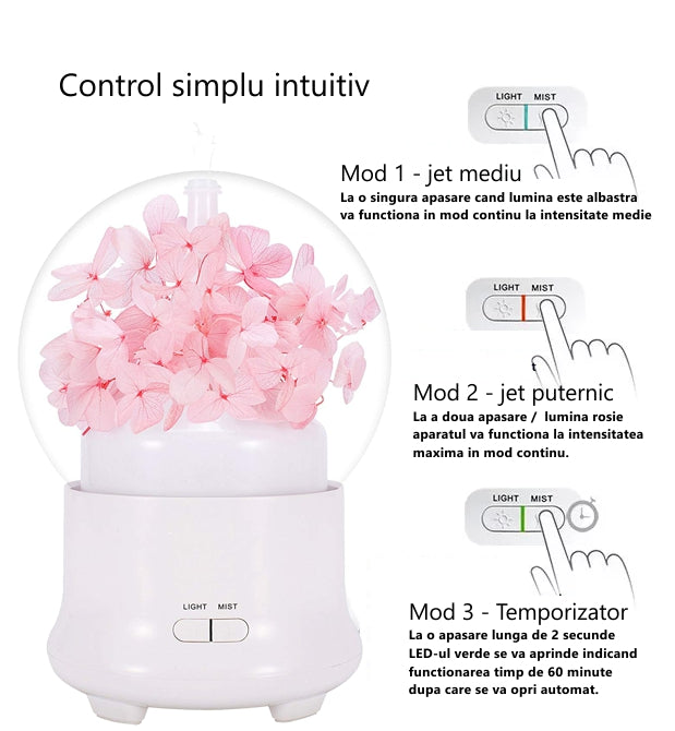 Difuzor aromaterapie Eternal Life Flower, cu flori naturale, Resigilat