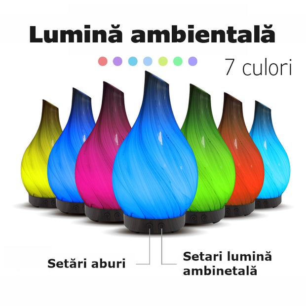 Difuzor aromaterapie Premium Crystal, functie intermitent +Mix Uleuri esentiale pure Toamnaroma, 10 ml