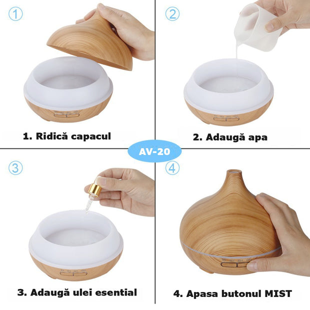 Difuzor uleiuri esentiale Aroma Vulcano II, 550 ml, cu telecomanda , RESIGILAT