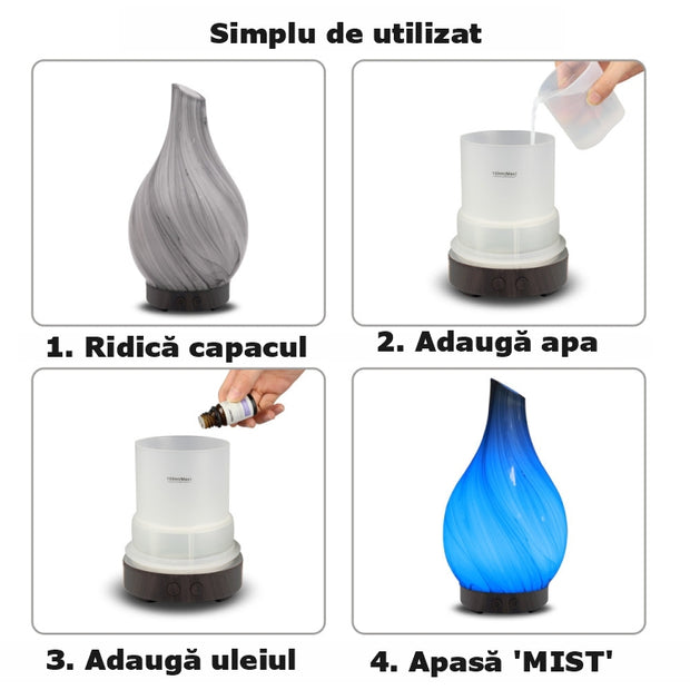 Difuzor aromaterapie Premium Crystal, functie intermitent+Ulei esențial pur Pin Silvestru, 10ml