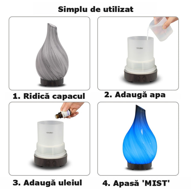Difuzor aromaterapie Premium Crystal, functie intermitent+Ulei esential Ravintsara,10 ml