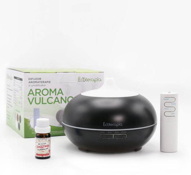 Difuzor aromaterapie Aroma Vulcano SMART, control aplicatie+Mix Uleuri esentiale pure Toamnaroma, 10 ml