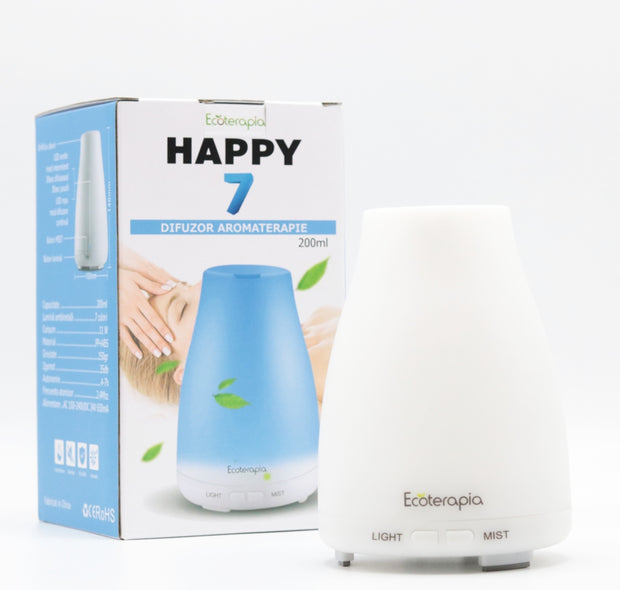 Difuzor aromaterapie cu ultrasunete Happy7, 200 ml, RESIGILAT