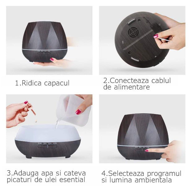 Difuzor aromaterapie Diamond Harmony, boxa incorporata, telecomanda, 550ML, resigilat