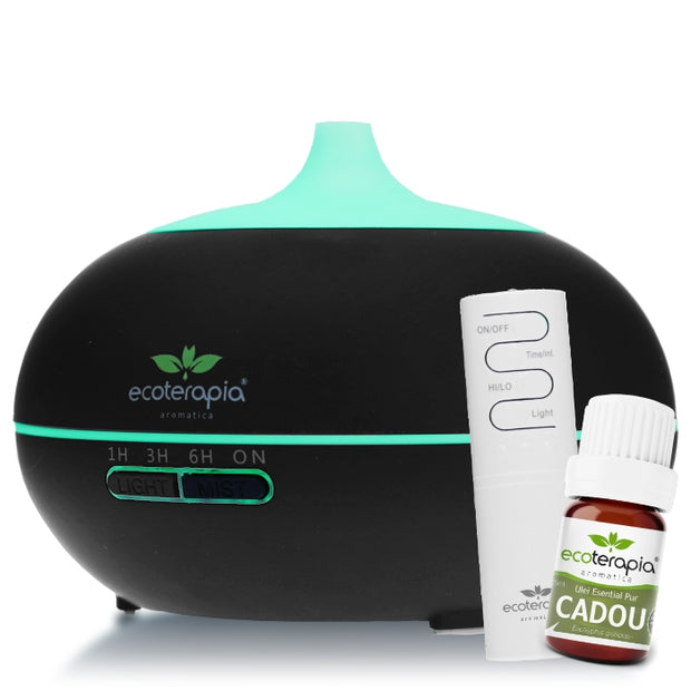 Difuzor aromaterapie Aroma Vulcano 550ml, telecomanda+Ulei esential Eucalipt Globulus, 5ml