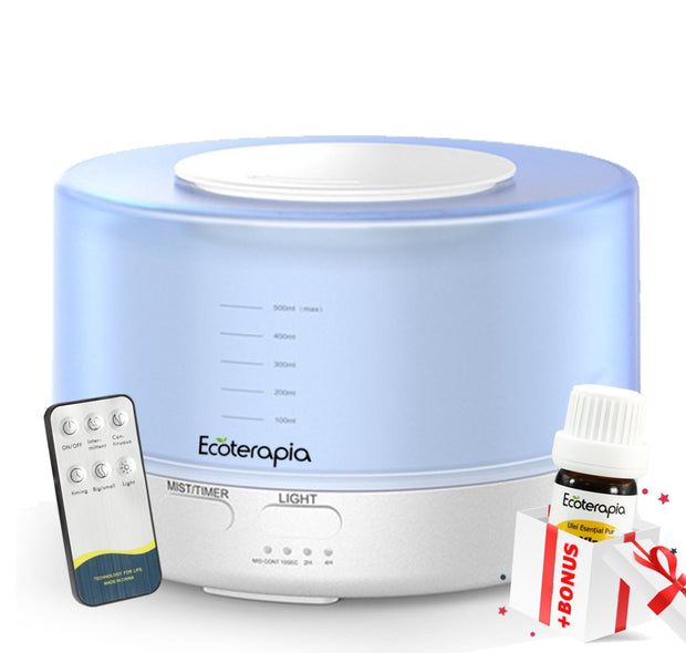 Difuzor de aromaterapie Ambient Flavor, 500 ml, telecomanda+Ulei esential Eucalipt Globulus, 5 ml