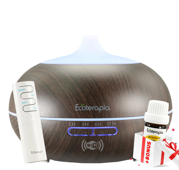 Difuzor aromaterapie Aroma Vulcano SMART, control aplicatie+Mix Uleuri esentiale pure Toamnaroma, 10 ml