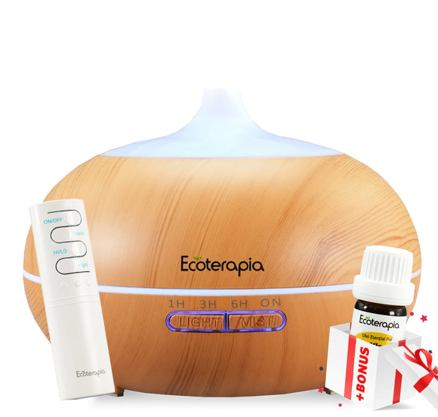 Difuzor aromaterapie Aroma Vulcano 550ml, telecomanda+Ulei esential Eucalipt Globulus, 5ml