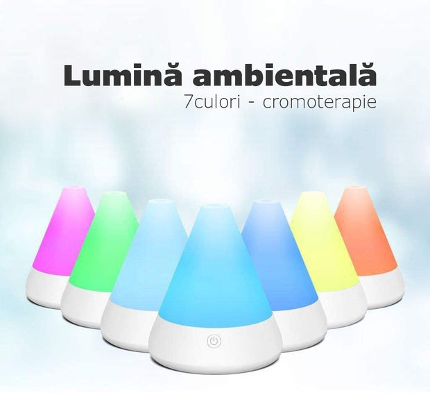 Difuzor Aromaterapie Cornucopia, autonomie 6h, lumina ambientala+Ulei esential Eucalipt Globulus, 5 ml