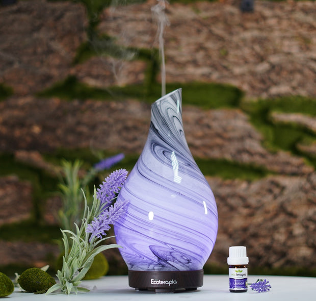Difuzor aromaterapie Premium Crystal, functie intermitent+Ulei esențial pur Pin Silvestru, 10ml